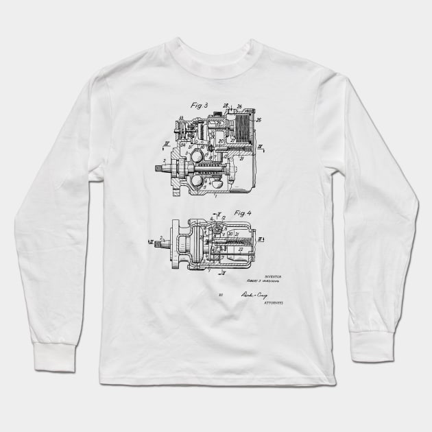 Control Mechanism for Adjusting the Fuel Engine Vintage Patent Hand Drawing Long Sleeve T-Shirt by TheYoungDesigns